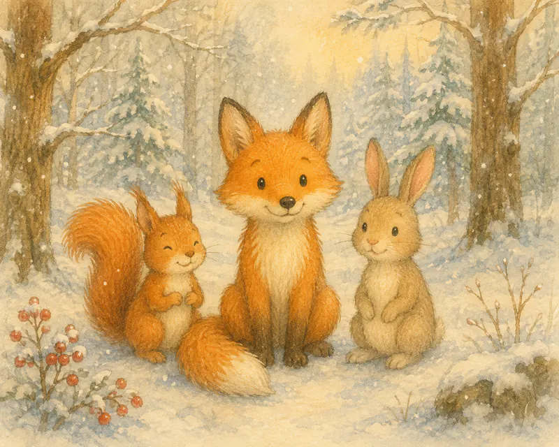 Ausmalbild Jahreszeiten im Wald